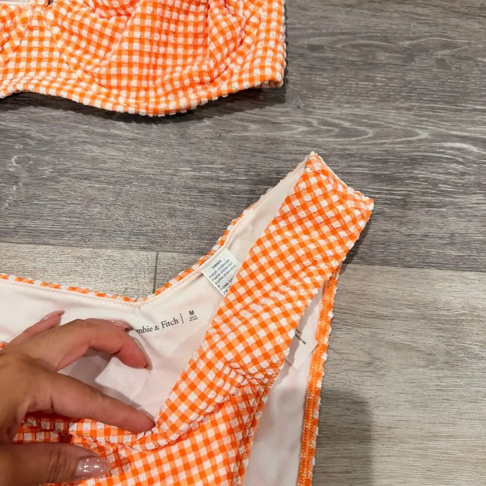 Abercrombie & Fitch Orange Gingham Bikini Size Medium